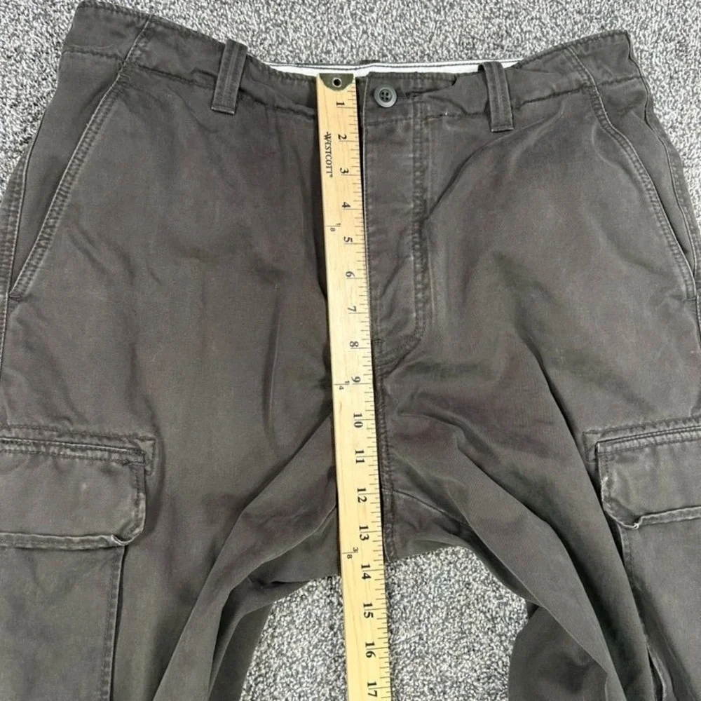 J. Crew Straight Leg Twill Cargo Pant Men 34x34 Military Green Canvas Button Fly